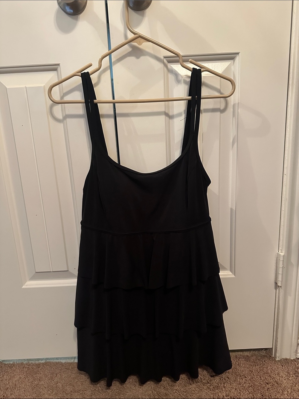 Black Tiered Ruffle one piece bathing suit - Womens
